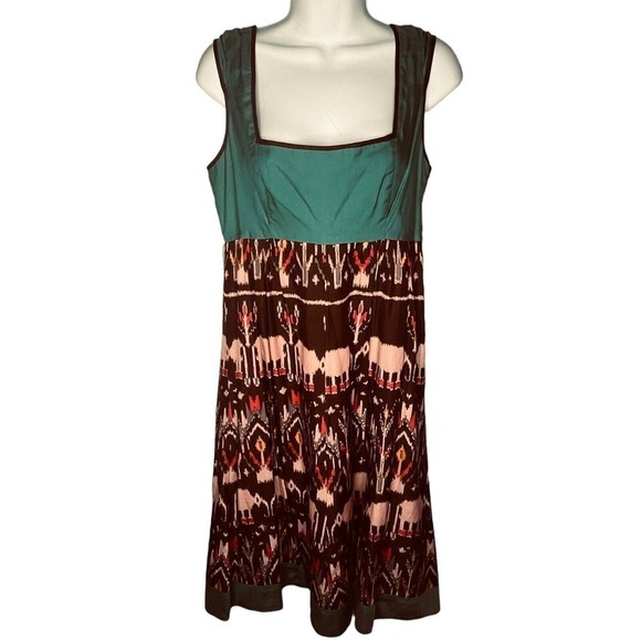 Diodore Anthropologie Size 8 Elephant March Dress Silk Blend Square Neck Lined - Picture 2 of 10